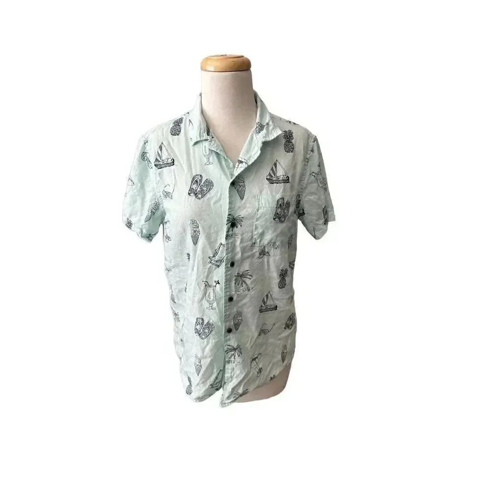 Free planet short sleeve button up - Picture 1 of 8